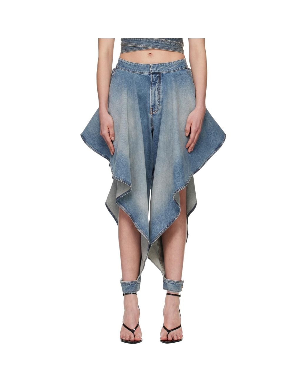 Alaïa Blue Panelled Faded Jeans