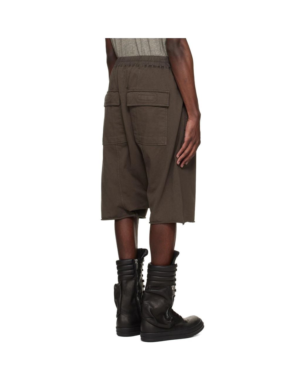 Rick Owens Black Temple Drawstring Pods Shorts for men