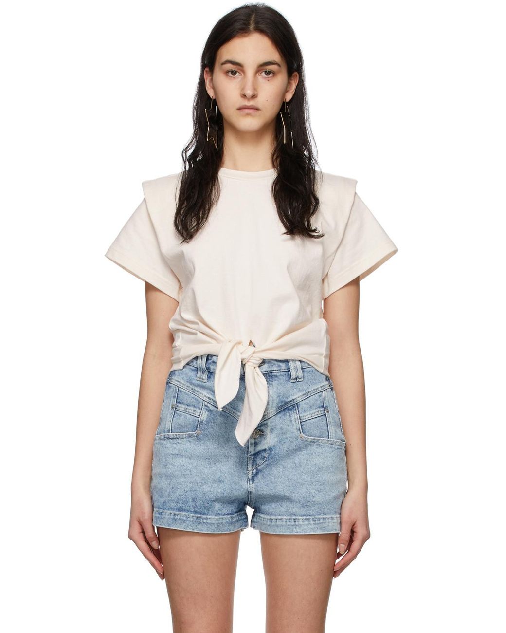Isabel Marant Cotton Off-white Zelitos Tied Up Shirt | Lyst