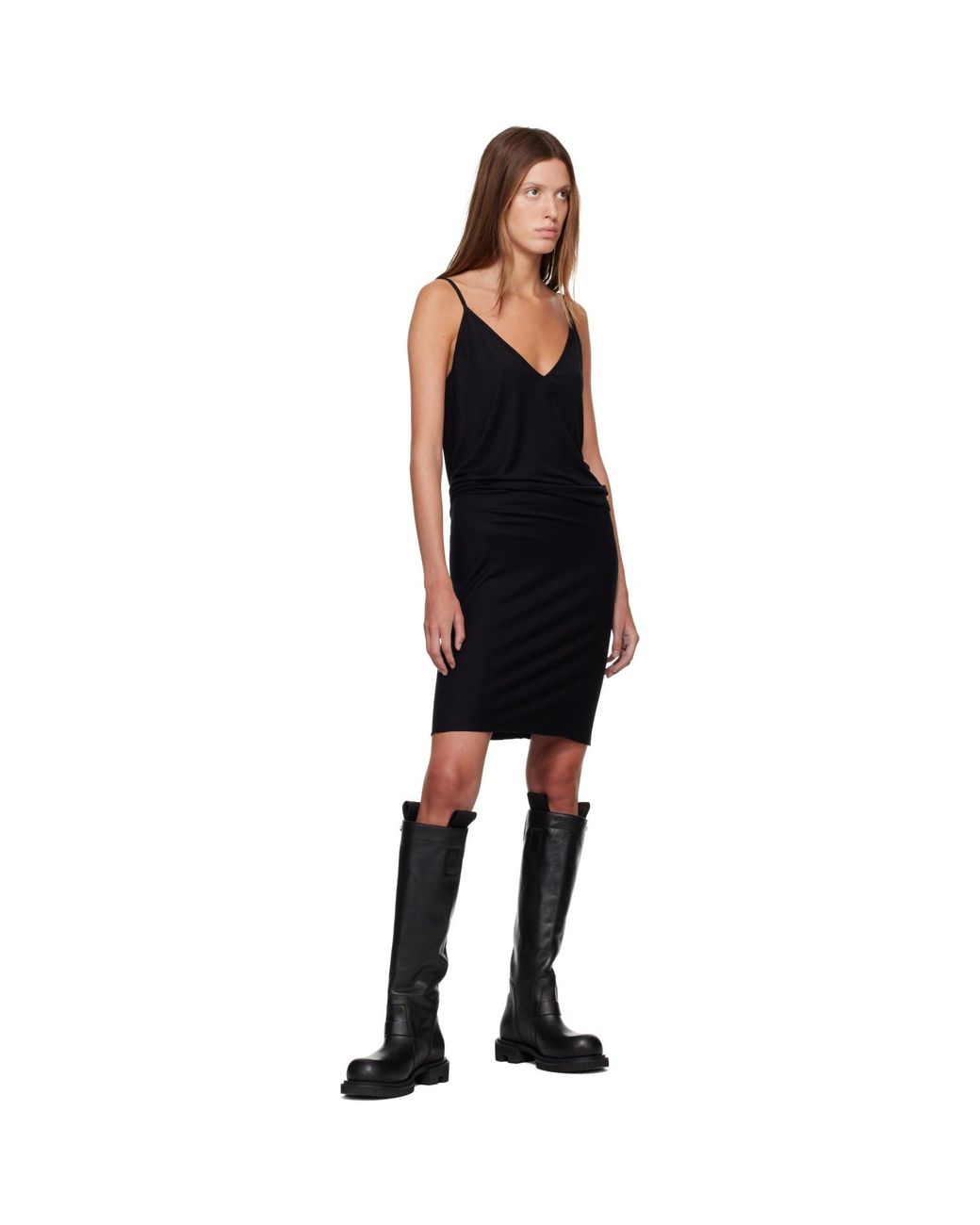 Rick Owens Black Tower Bia Slip Midi Dress