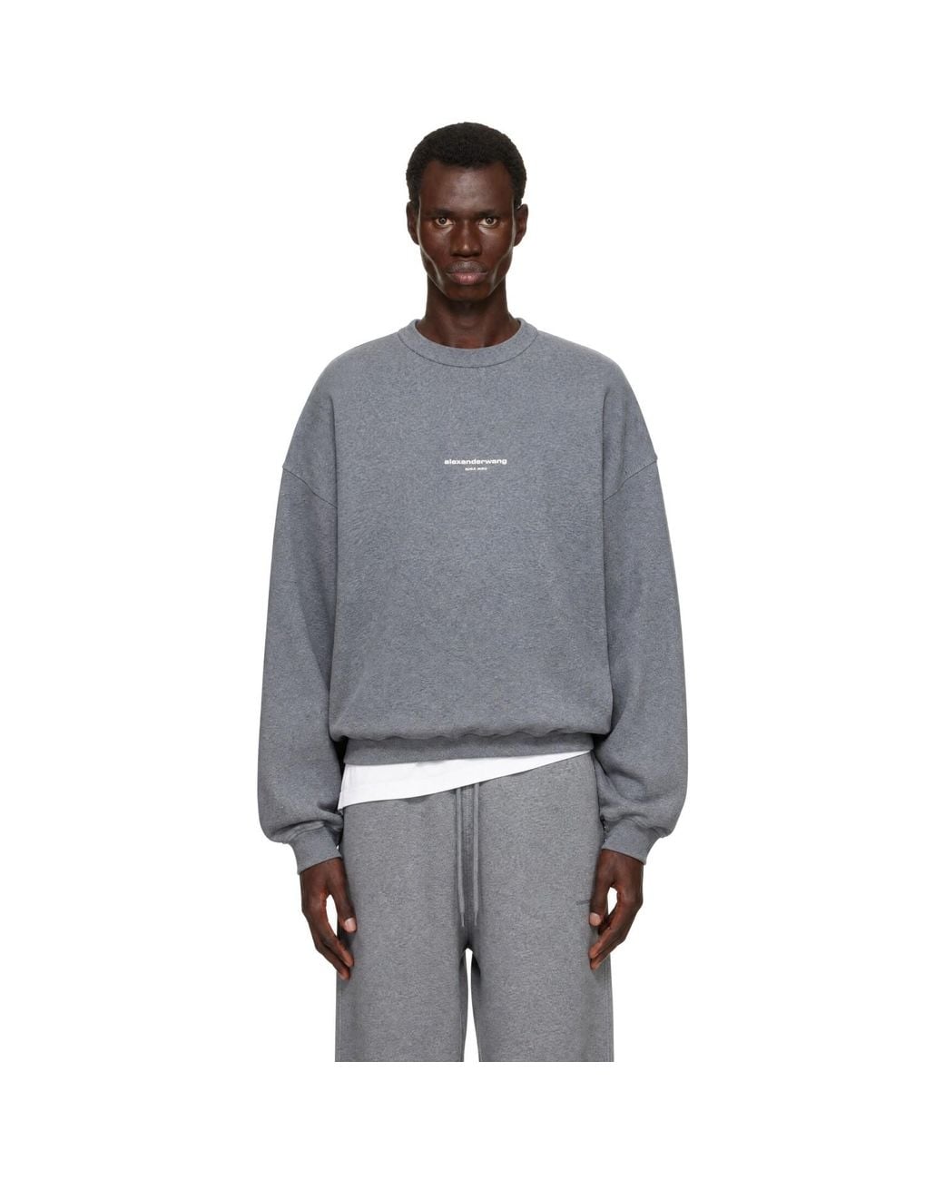 Alexander Wang Gray Oversized Logo Print Sweatshirt for men
