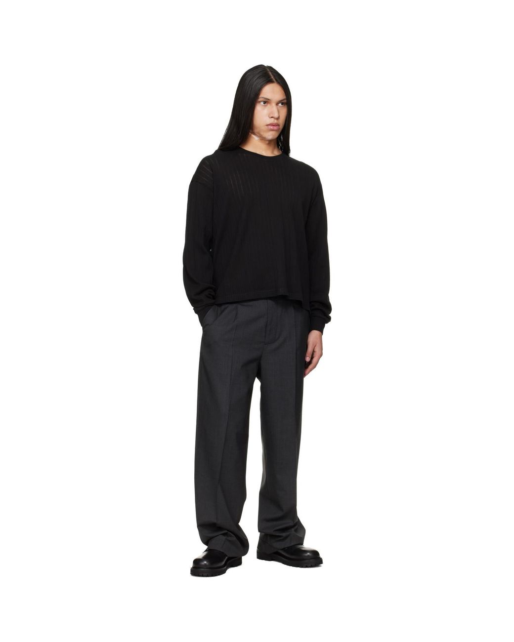 mfpen Black Relaxed Ls T-Shirt for men