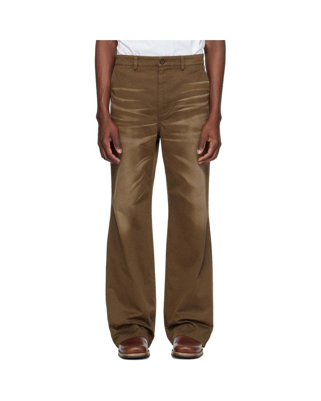 MMIC Brown Blues Flare Chino Trousers for men