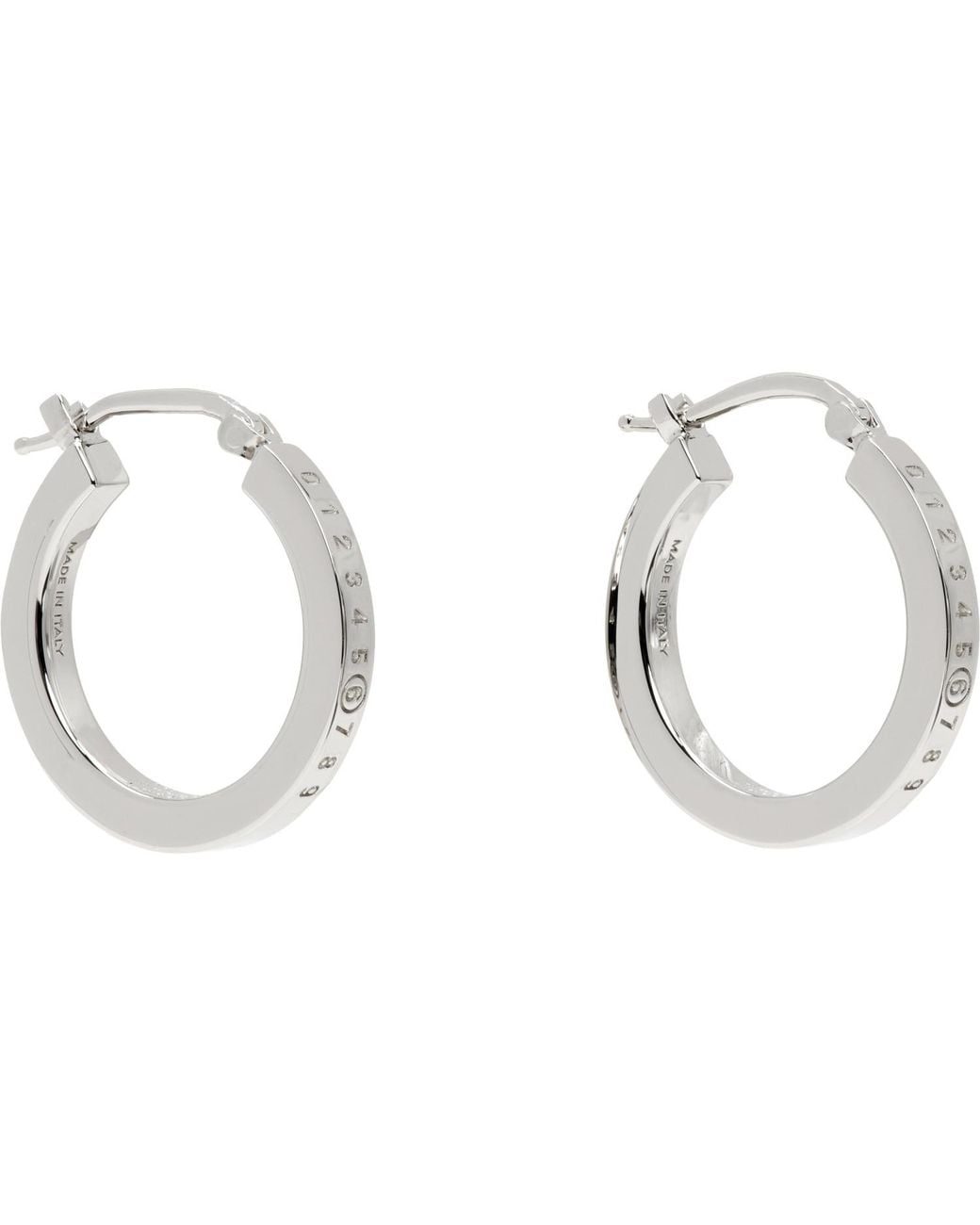 MM6 by Maison Margiela Metallic Numeric Hoop Earrings for men