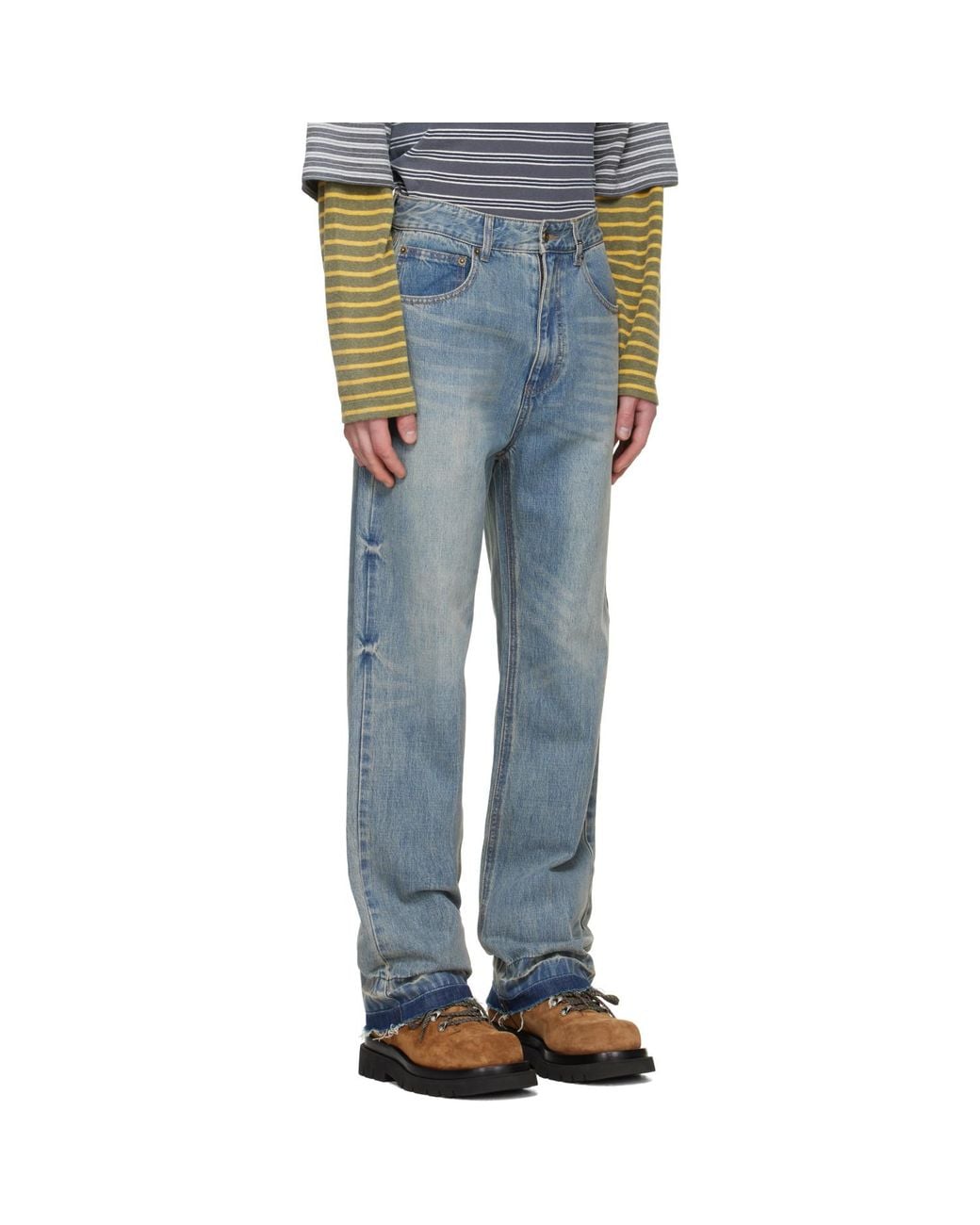we11done Blue Faded Wash Jeans for men