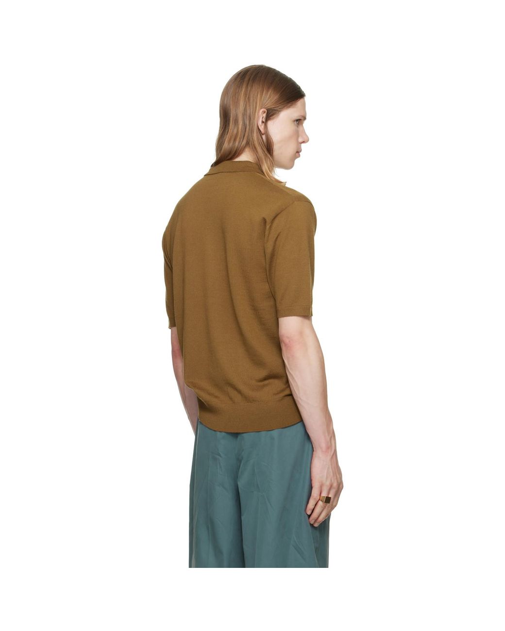 Dries Van Noten Green Khaki Knit Wool Polo for men