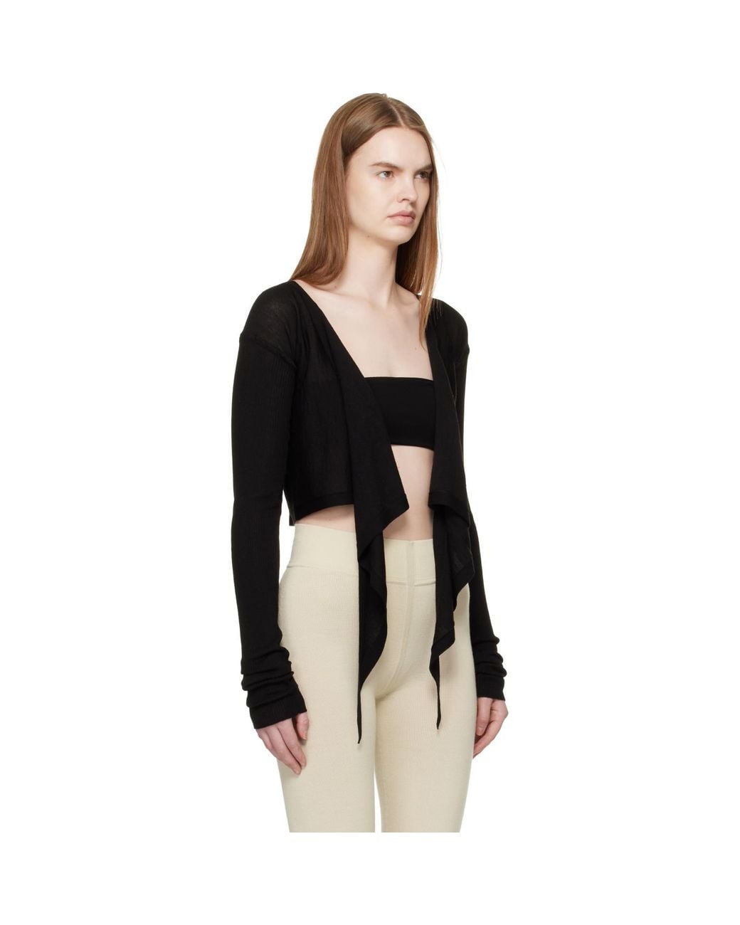 Rick Owens Black Temple Crop Wrap Top