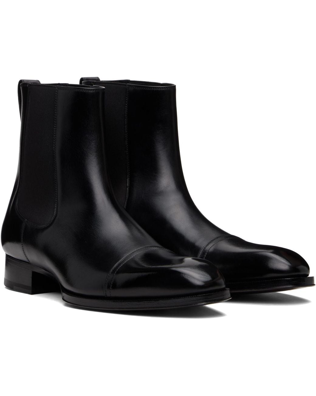 Tom Ford Black Leather Elkan Chelsea Boots for men