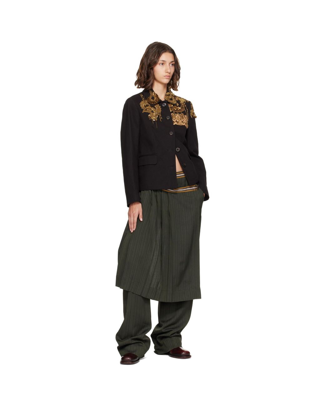 Dries Van Noten Black Embroidered Blazer