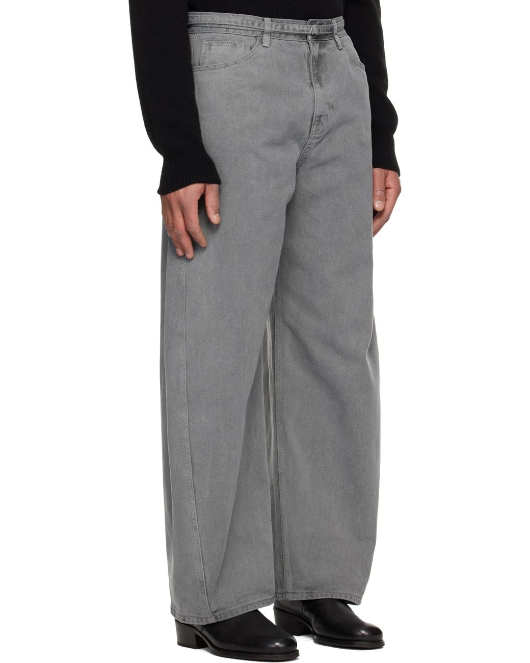 LE17SEPTEMBRE Gray Garment-Dyed Curved Jeans for men