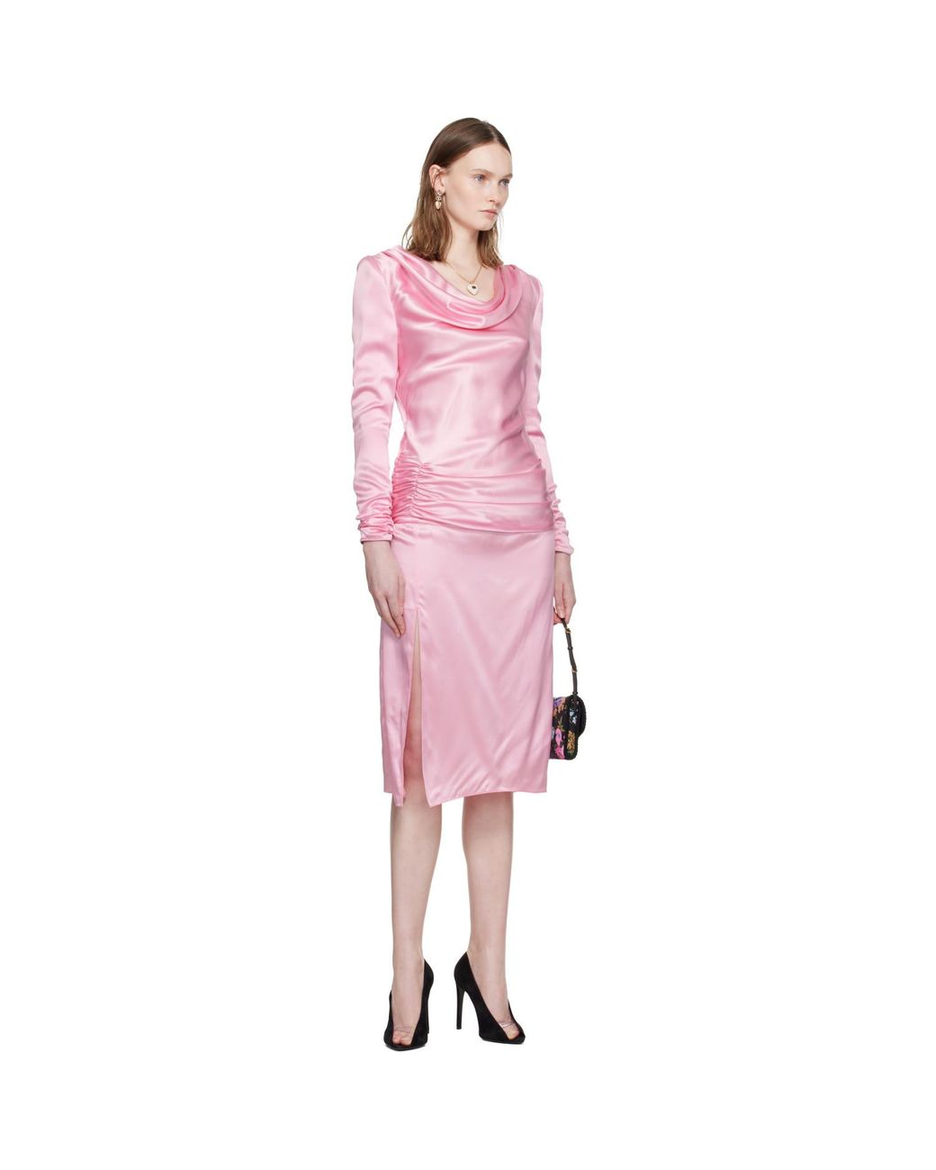 Valentino Pink Crepe Satin Midi Dress
