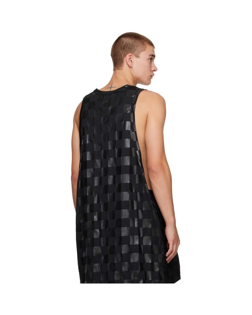 Comme des Garçons Black Smooth Gloss Print Check Tank Top for men