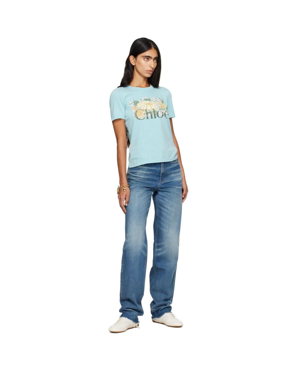 Chloé Blue Cotton Jersey Baby Fit Logo T-Shirt
