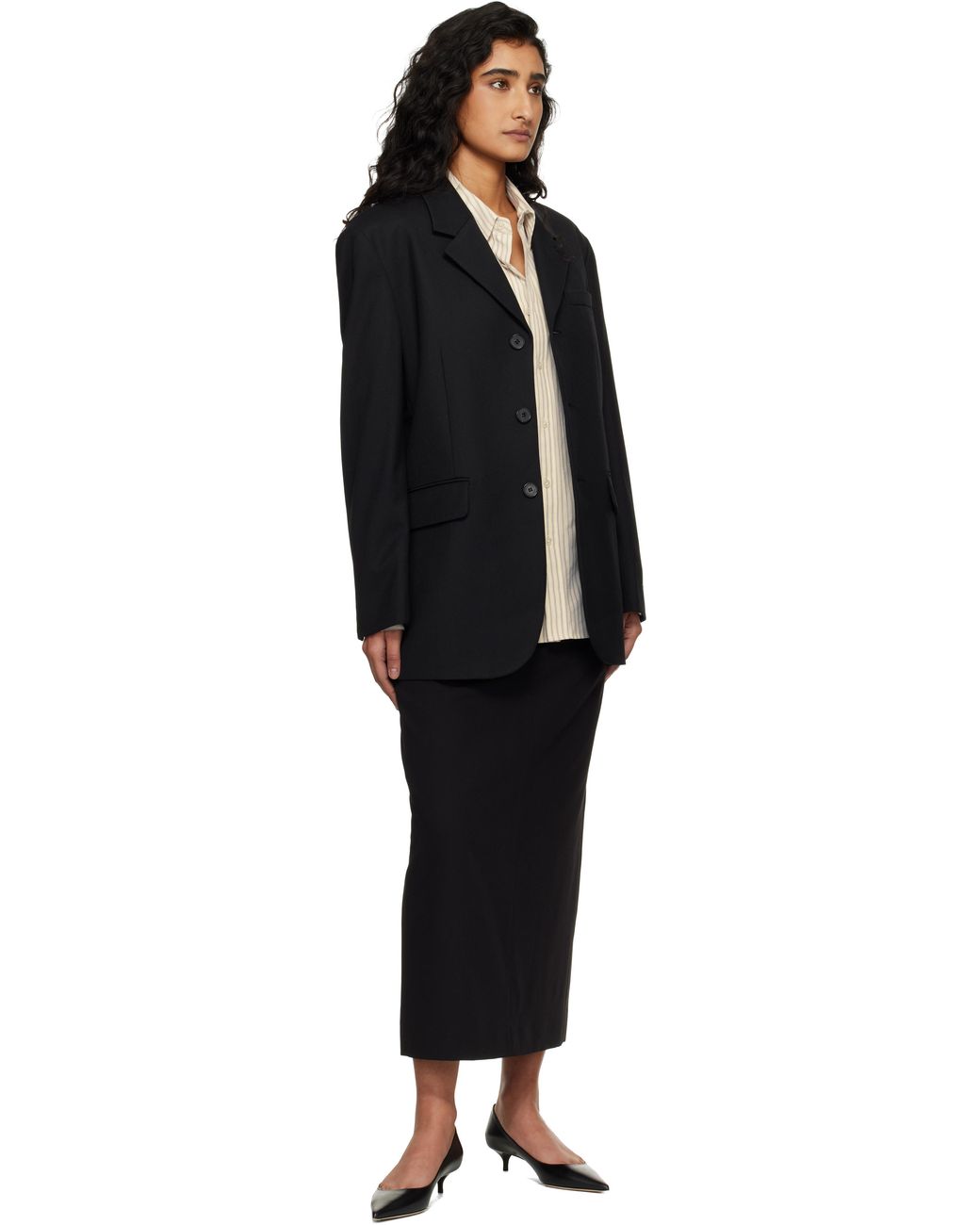 DUNST Black 3 Button Wool Blazer