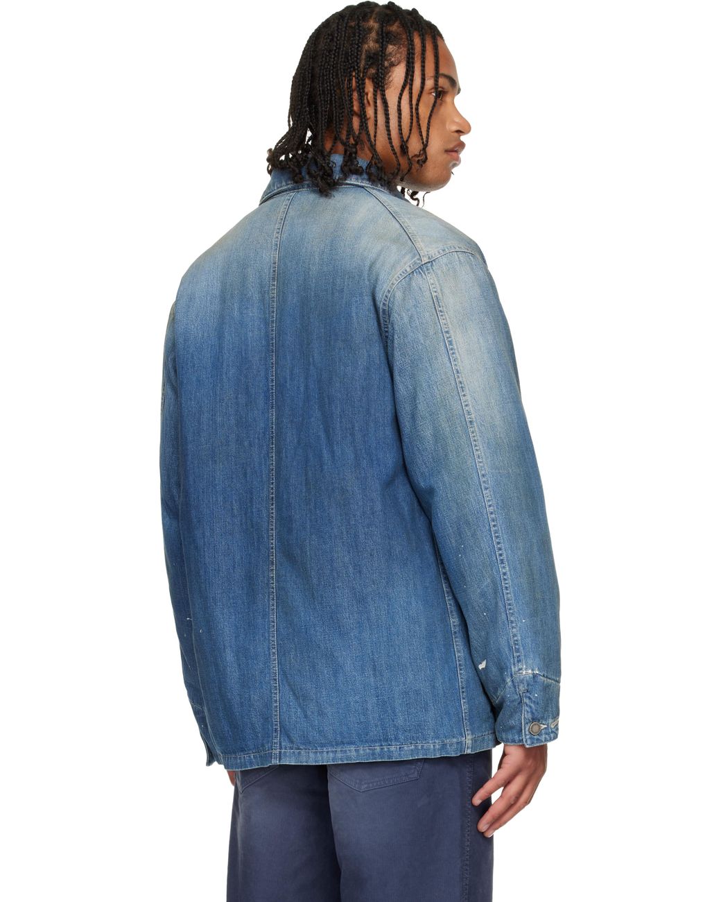 Visvim Coverall Dmgd Denim Down Jacket in Blue for Men | Lyst