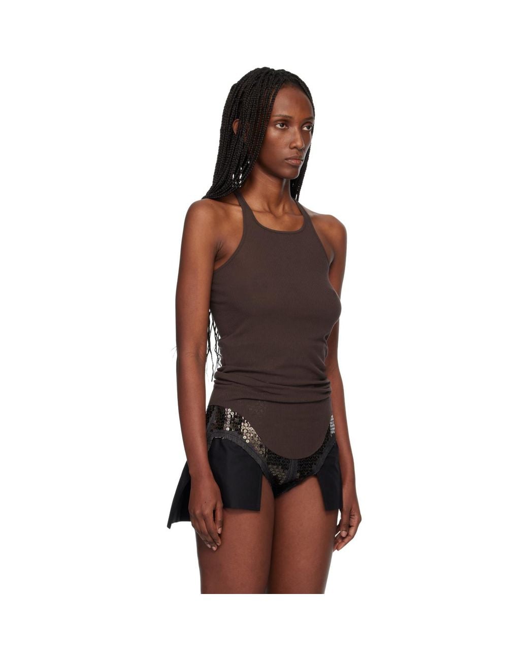 Rick Owens Black Temple Basic Rib Tank Top
