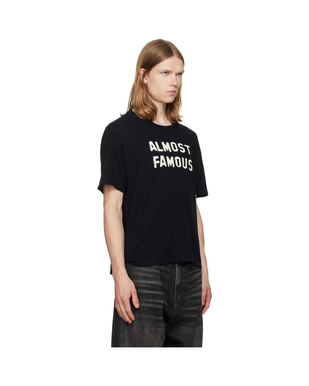 R13 Black 'Almost Famous' Relaxed T-Shirt for men
