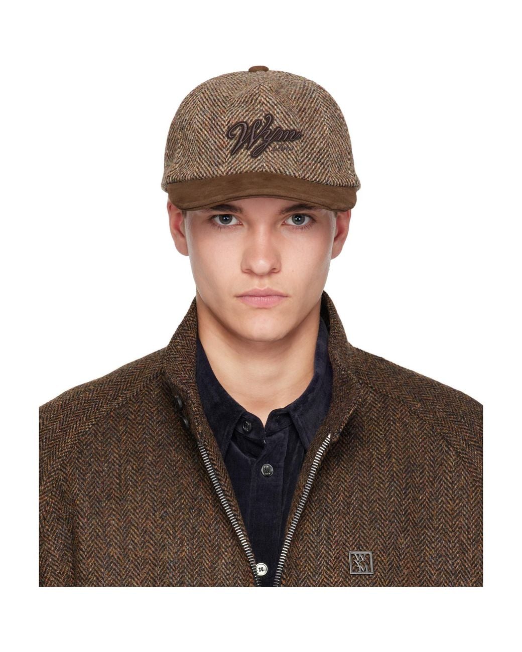 Wooyoungmi Brown Herringbone Cap for men