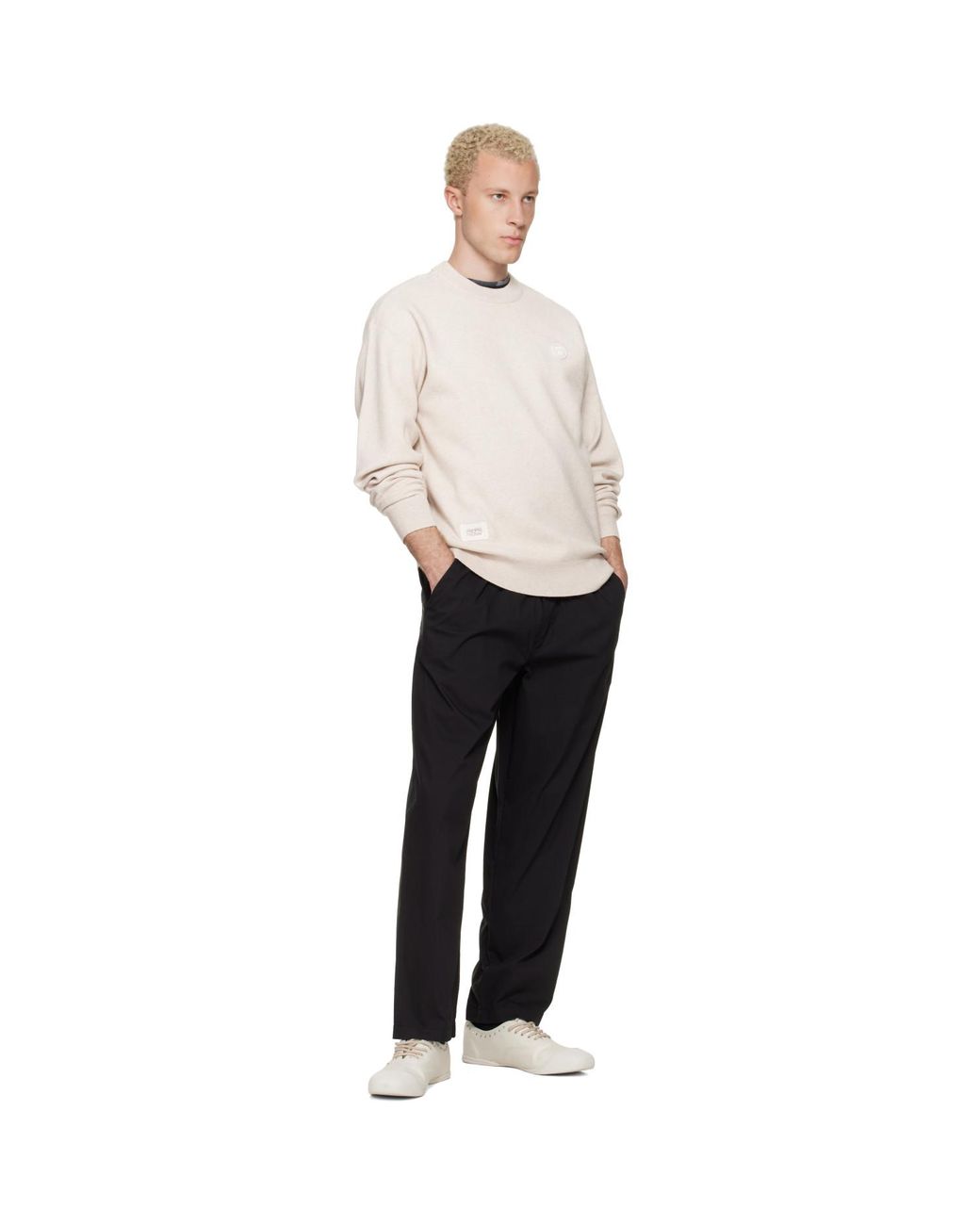 Aape By A Bathing Ape Black 'Aape Now' Woven Trousers for men