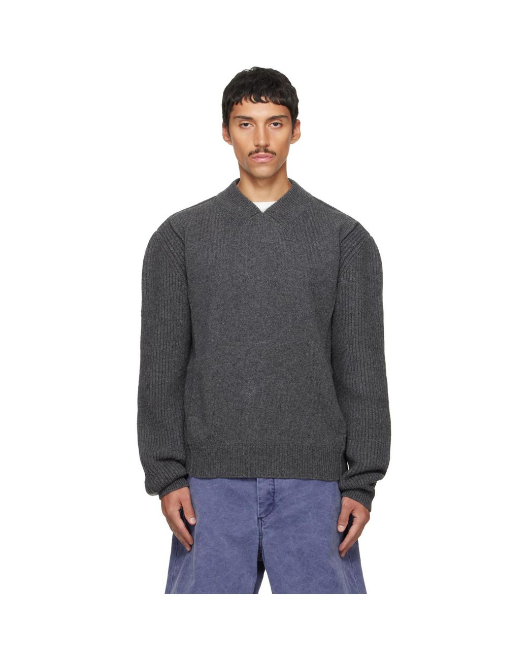 Marni Gray V Neck Sweater for men