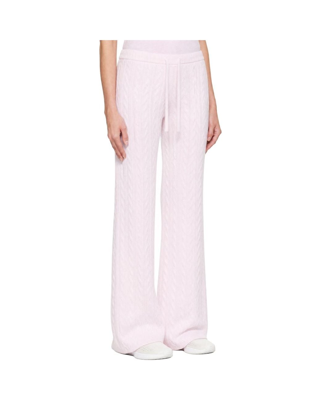 Skims Pink Sweater Knit Cable Straight Leg Trousers
