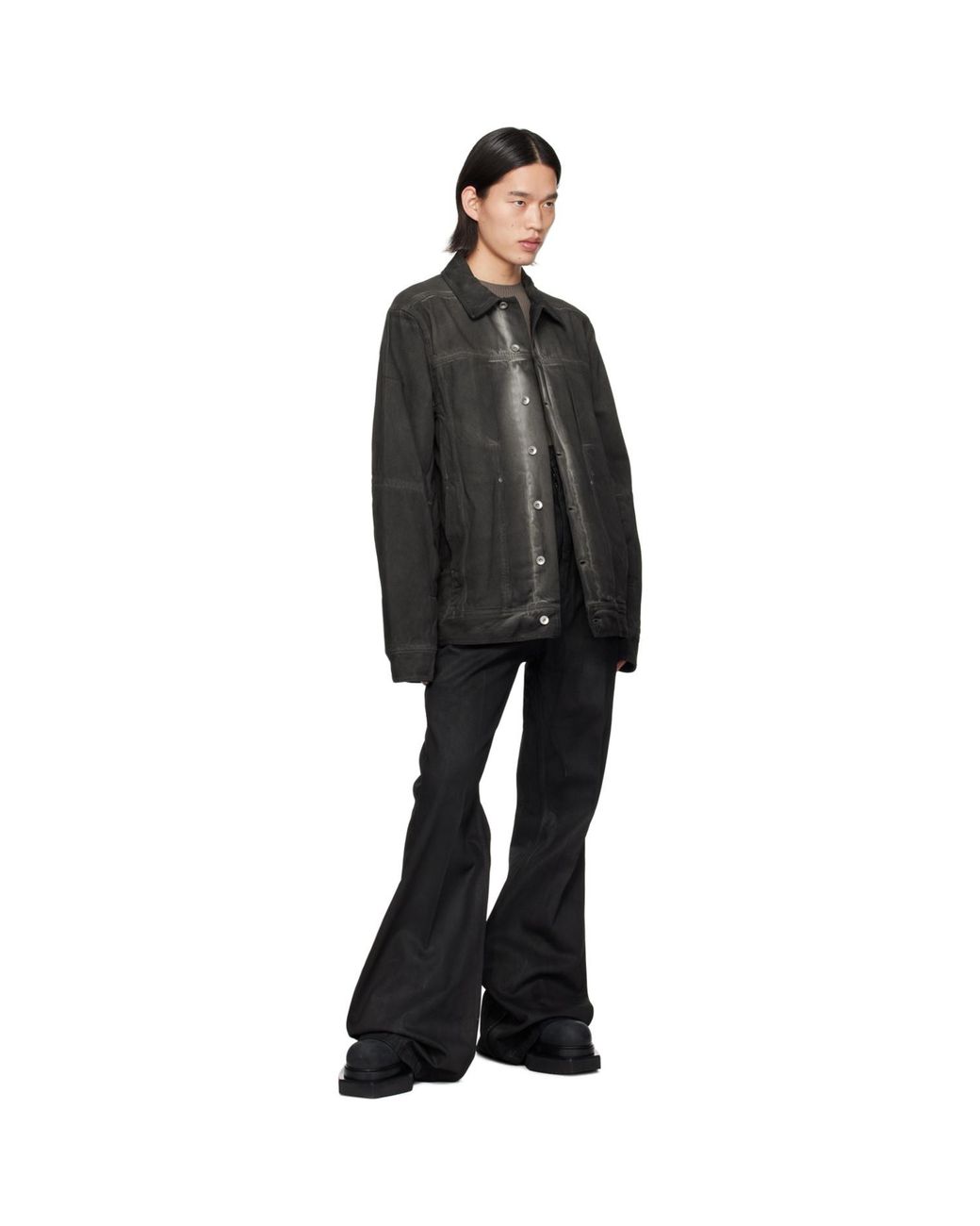 Rick Owens Black Lido Worker Denim Jacket for men