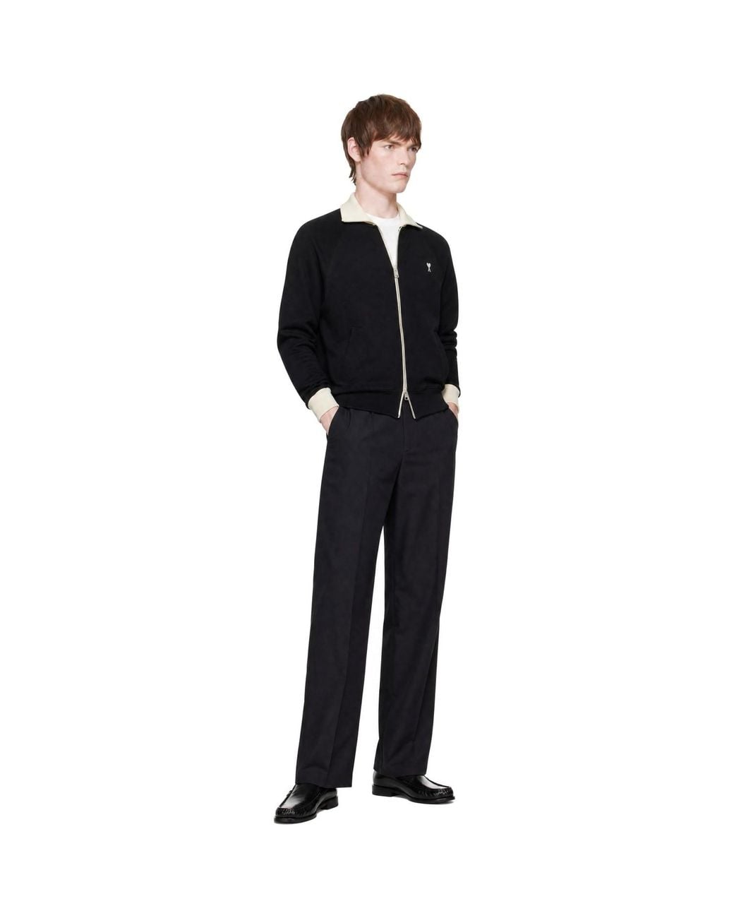 AMI Black Zipped Ami De Coeur Sweatshirt for men