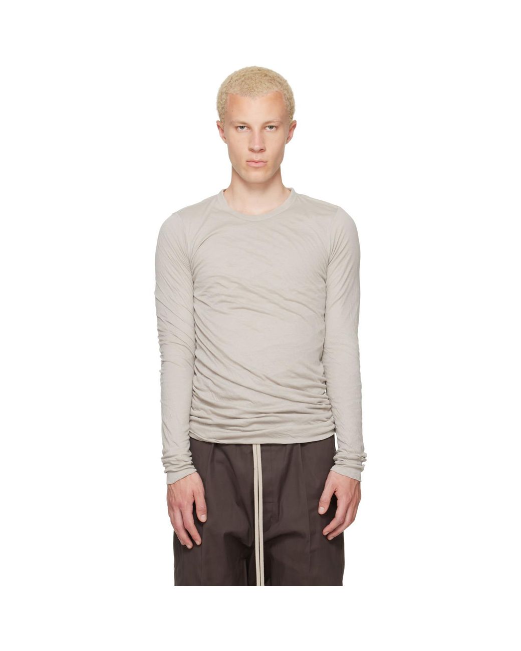 Rick Owens Gray Off- Tower Double Ls T-Shirt for men