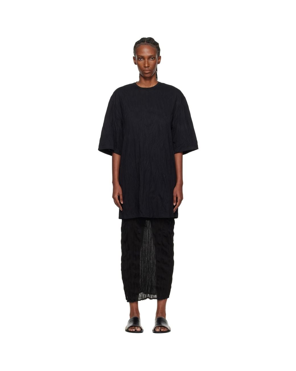 Totême Black Relaxed Tee Minidress