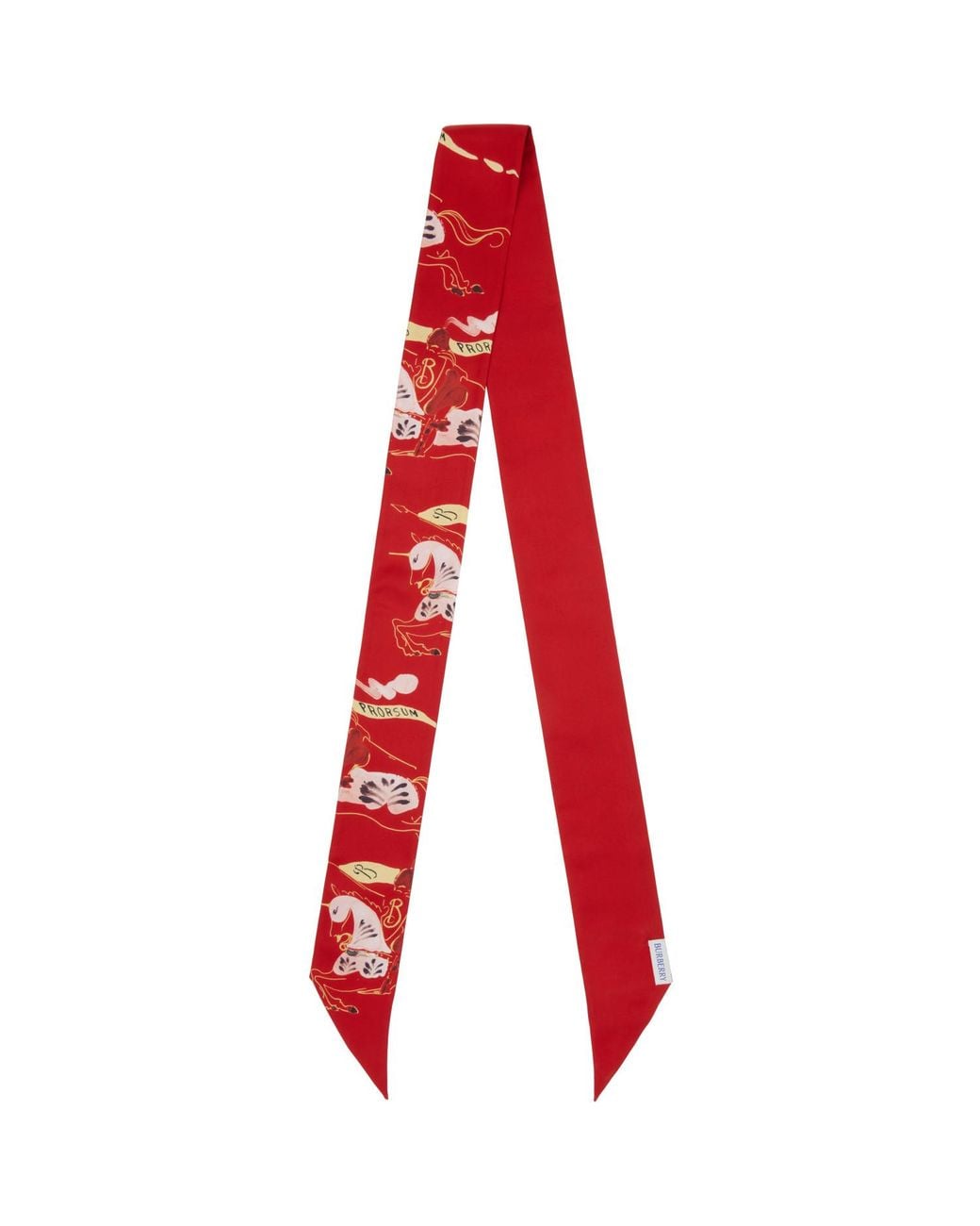 Burberry Red Skinny Watercolour Ekd Silk Scarf