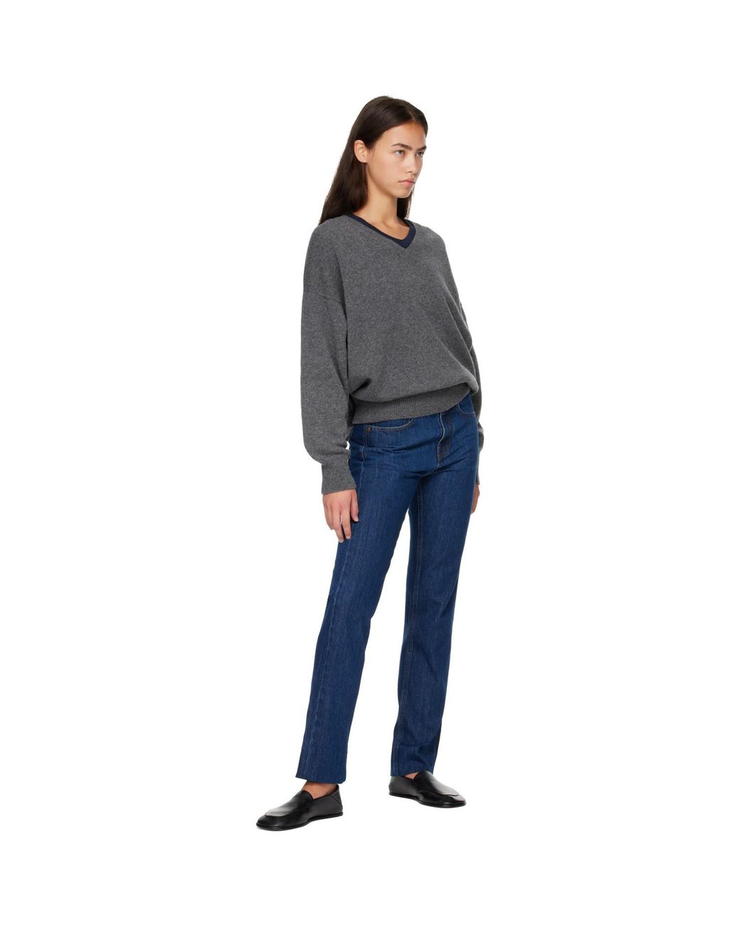 &Daughter Gray Innes Slouch V-Neck Sweater