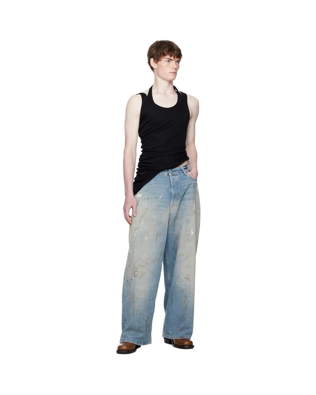 Jean Paul Gaultier Twisted Double Layered Tank Top in Black for