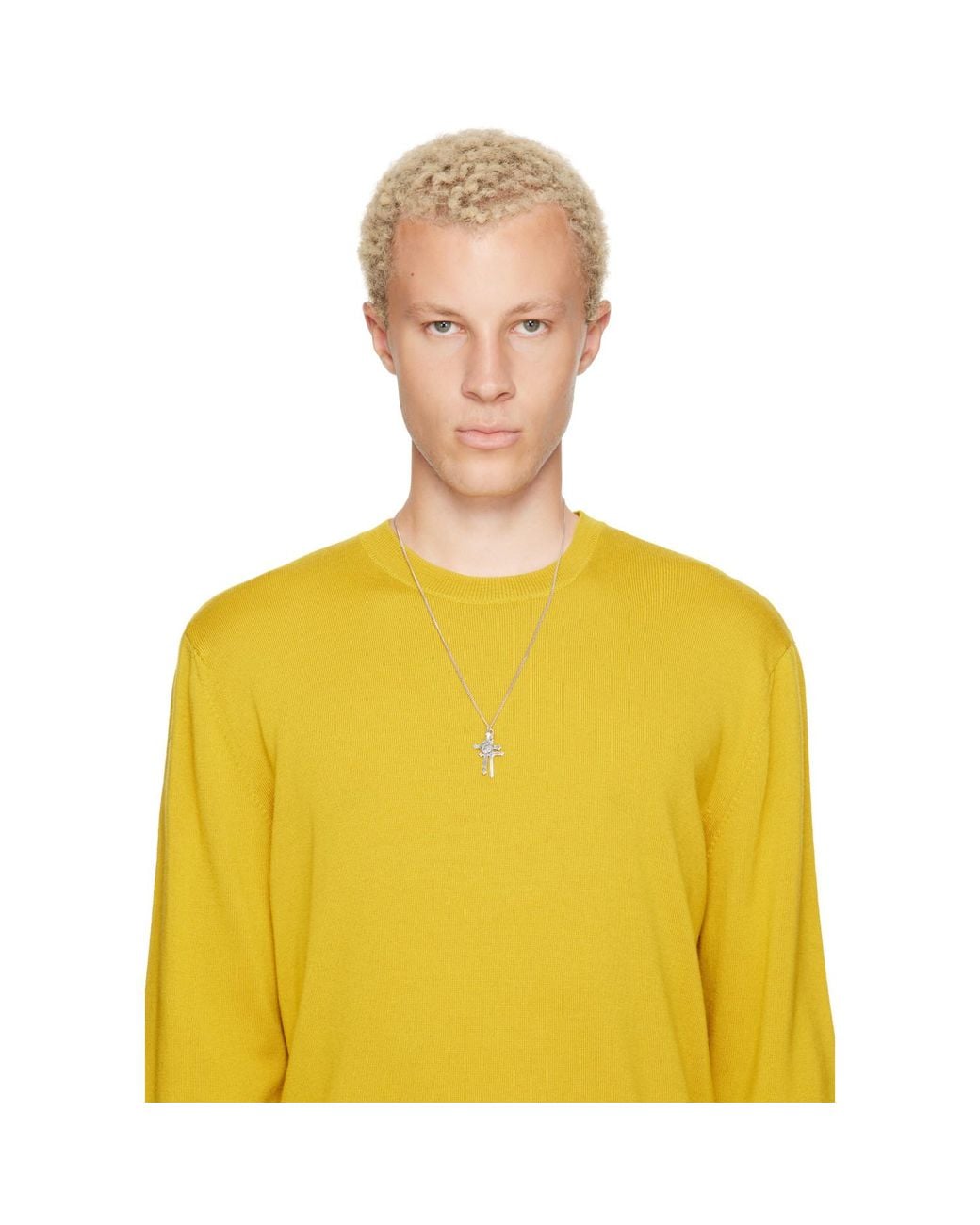 Emanuele Bicocchi Metallic Double Cross Necklace for men