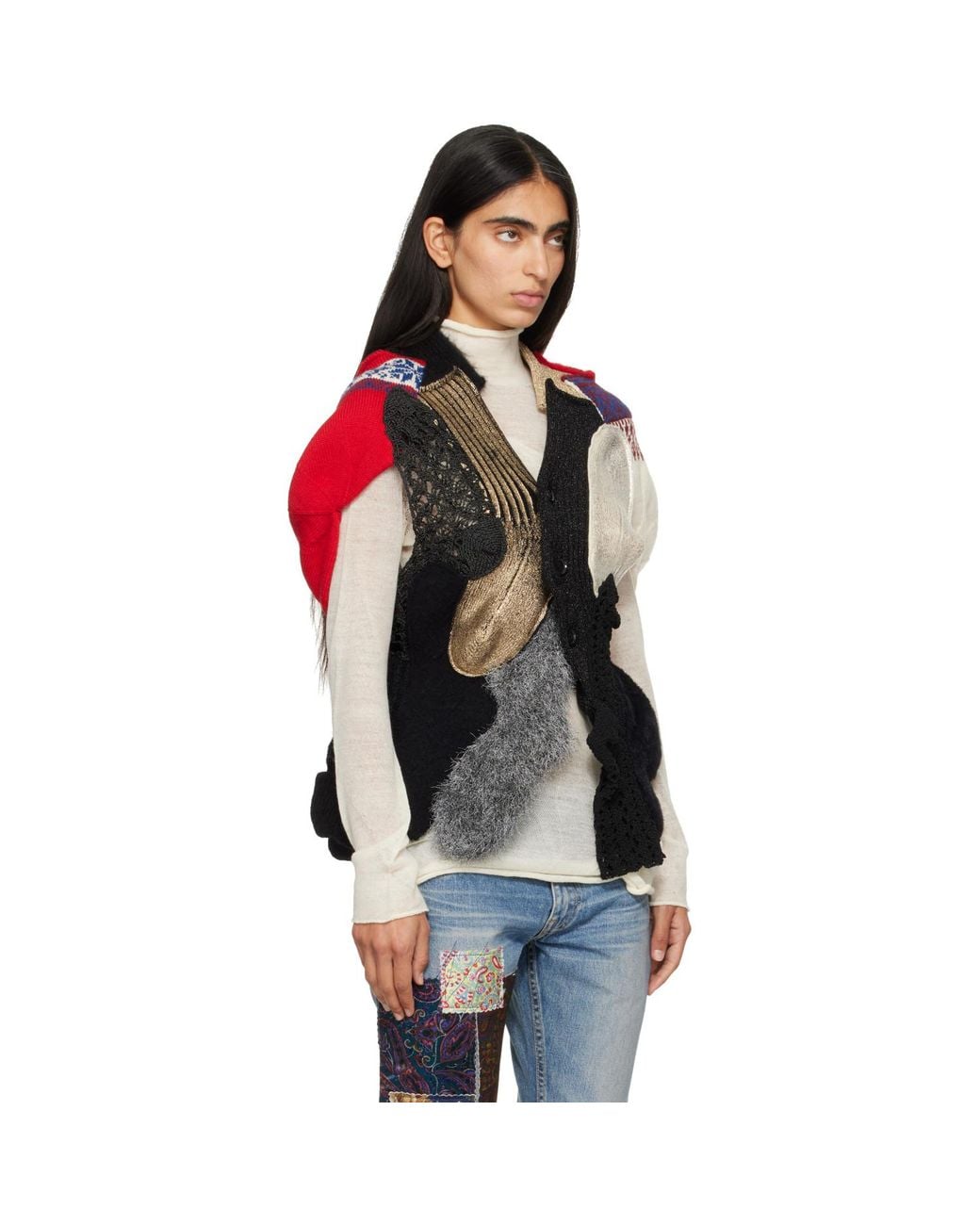 Junya Watanabe Black Patchwork Cardigan