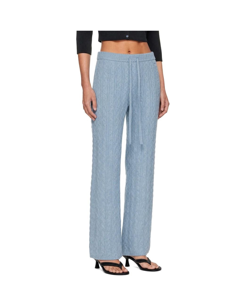 Skims Blue Sweater Knit Cable Straight Leg Lounge Pants