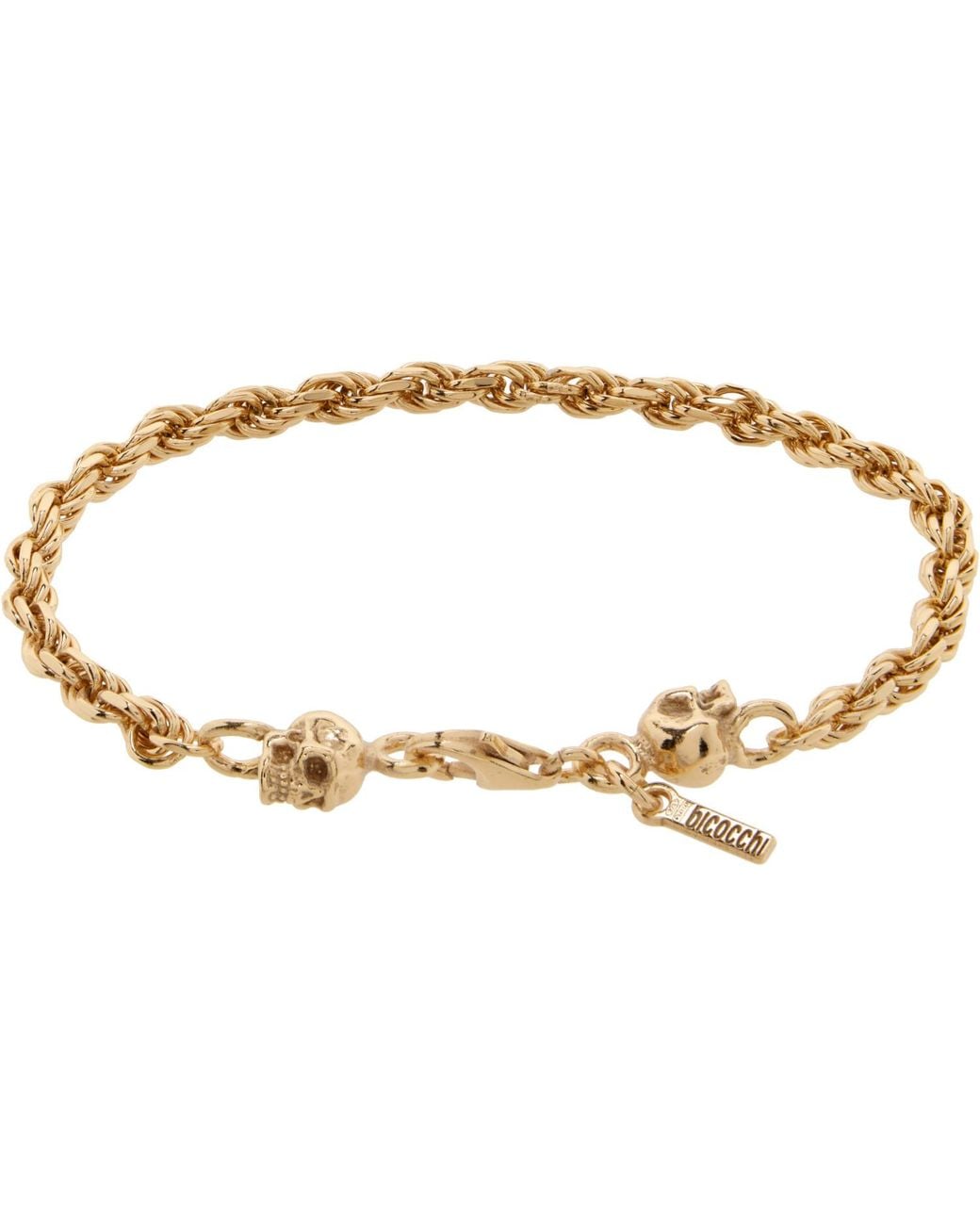 Emanuele Bicocchi Black Ssense Exclusive Rope Chain Skulls Bracelet for men