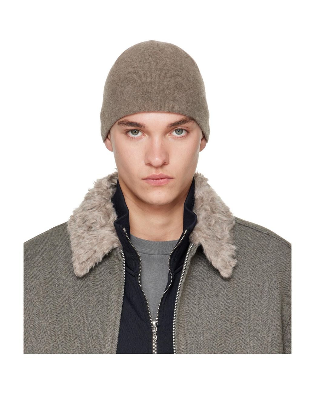 Our Legacy Gray Taupe Wool Beanie for men