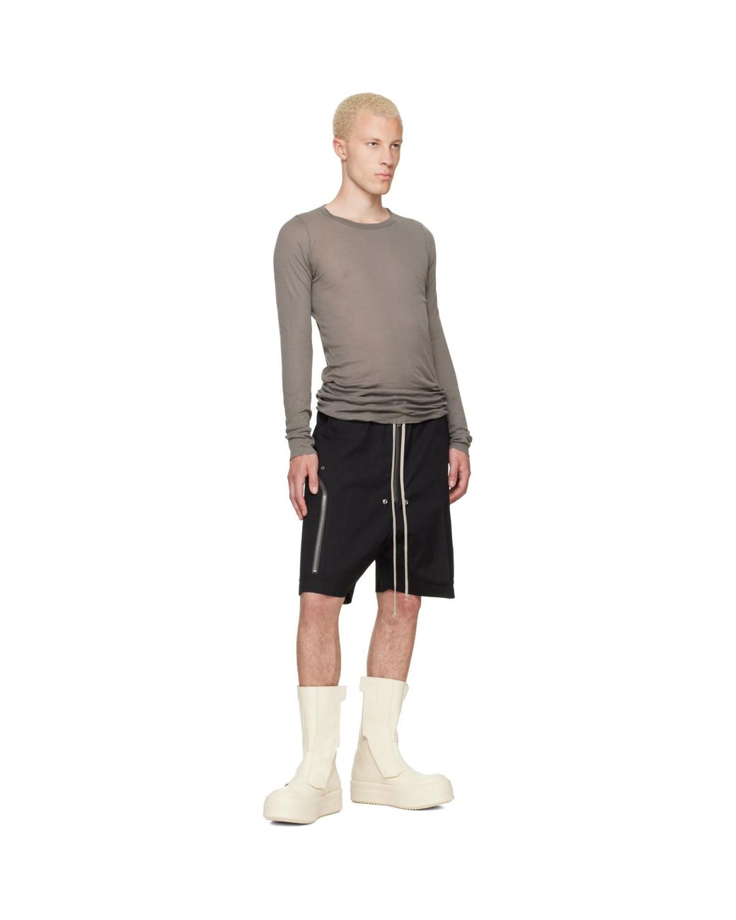 Rick Owens Gray Tower Rib Ls T-Shirt for men