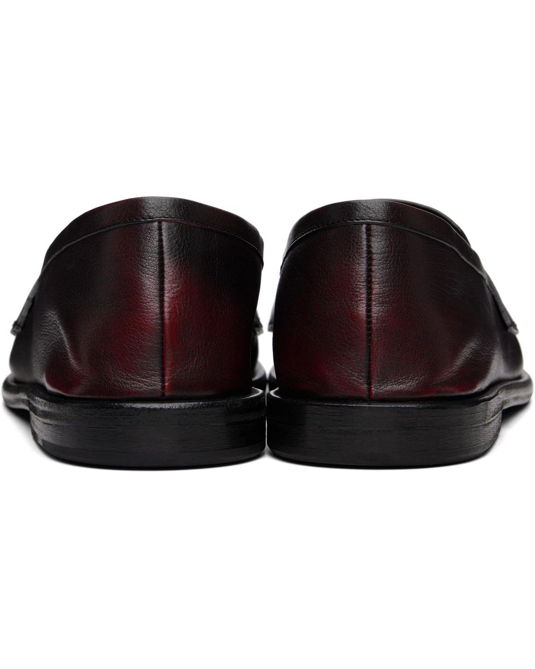 Marsèll Black Burgundy Stesa Soft Pebbled Leather Loafers for men
