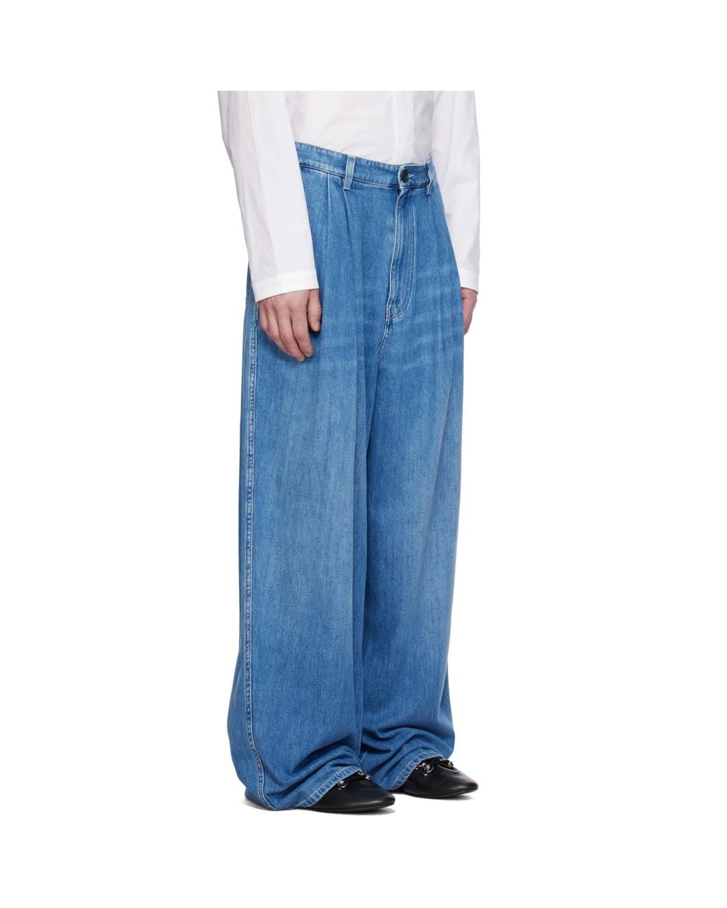 Marni Blue Pleated Jeans for men