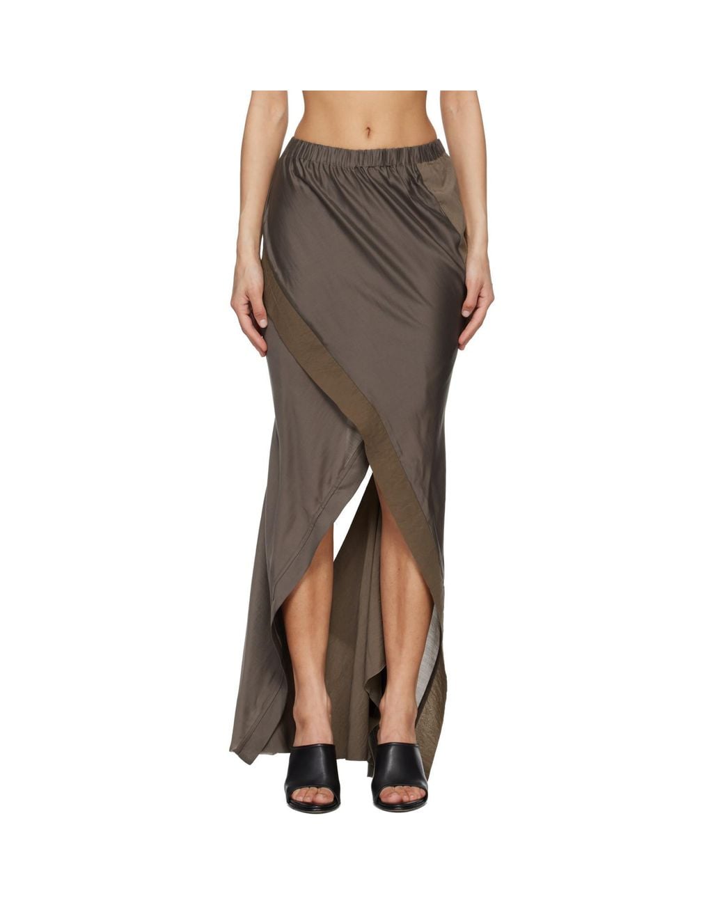 Entire studios Black Taupe Fluid Midi Skirt