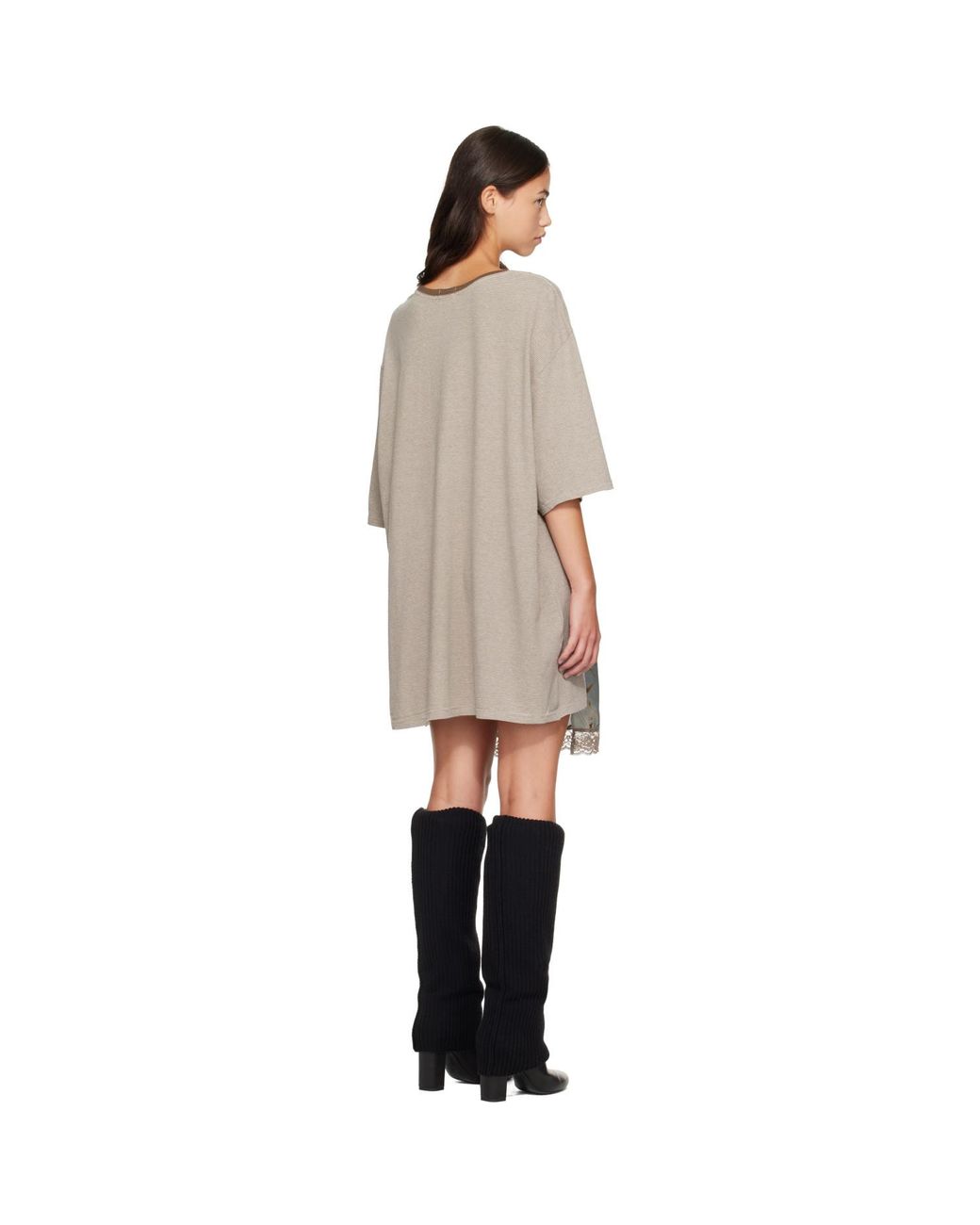 R13 Gray Oversized Tee Slip Midi Dress