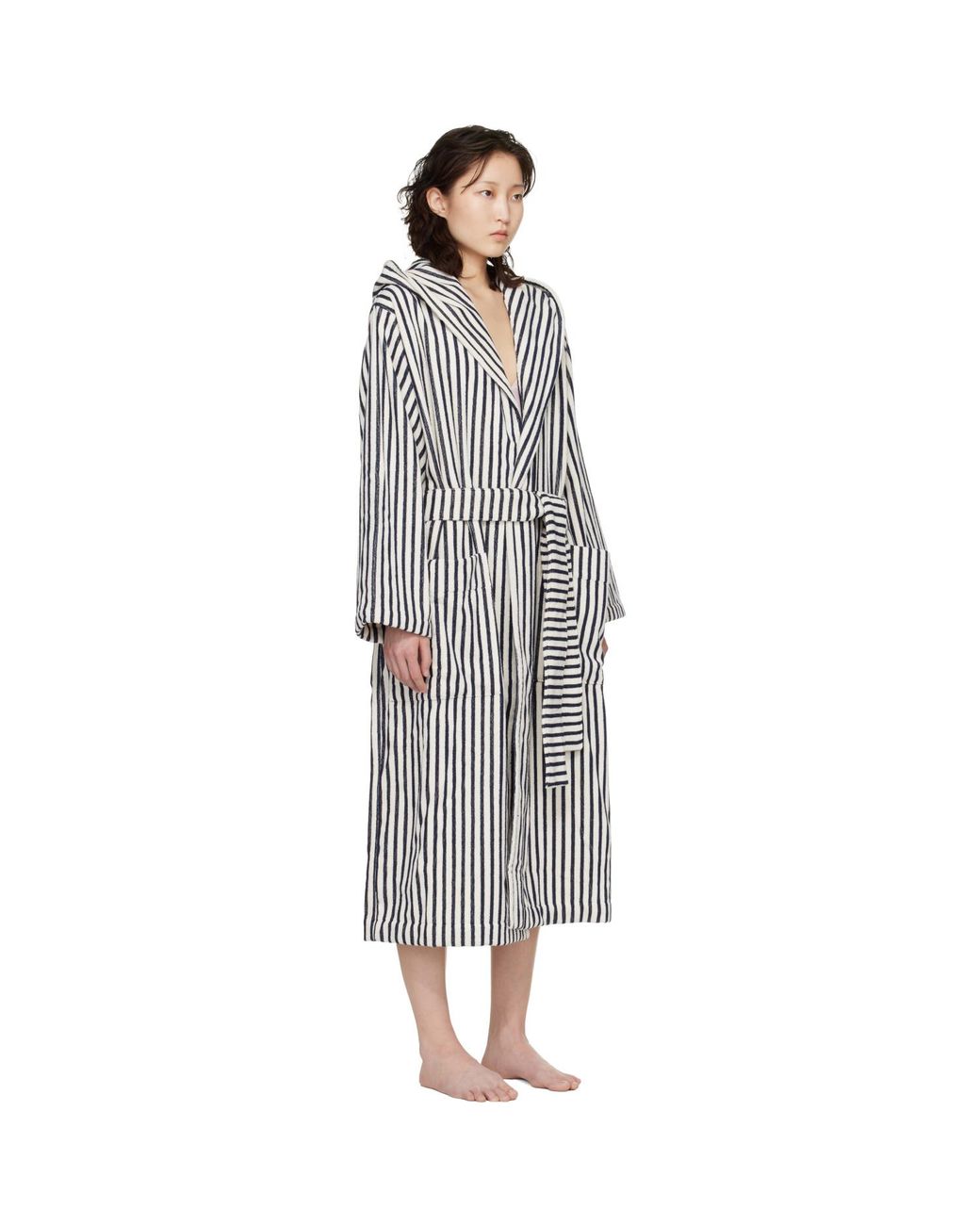 Tekla Black Terry Hooded Bathrobe