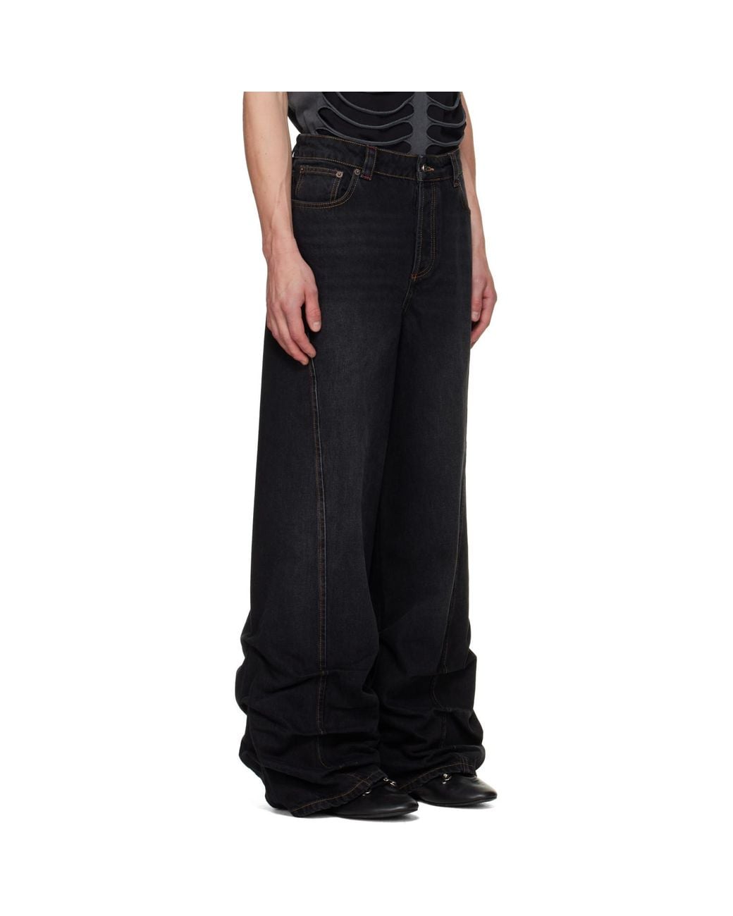 AVAVAV Black Jessie Pleated Jeans for men