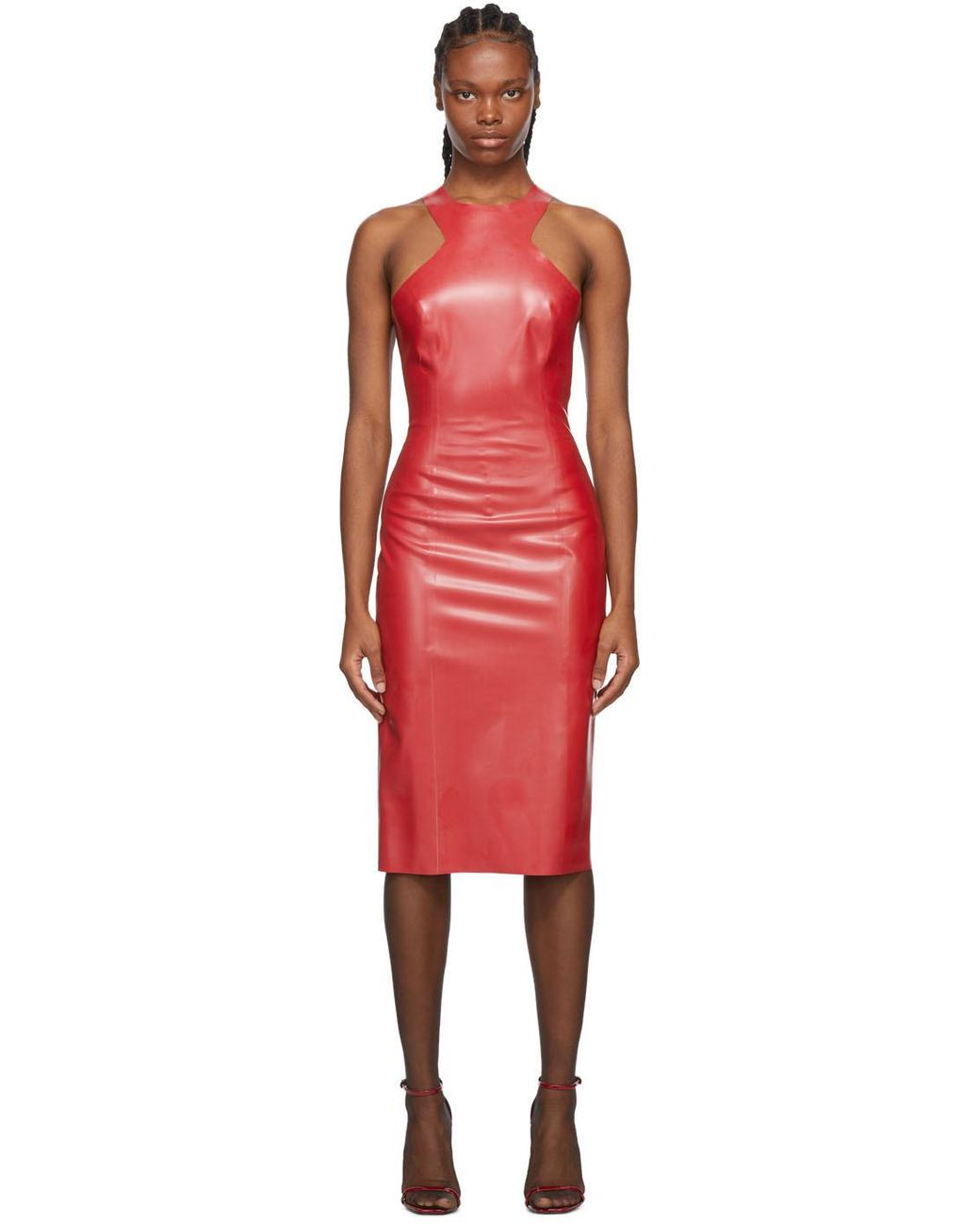 Saint Laurent Red Latex Dress | Lyst