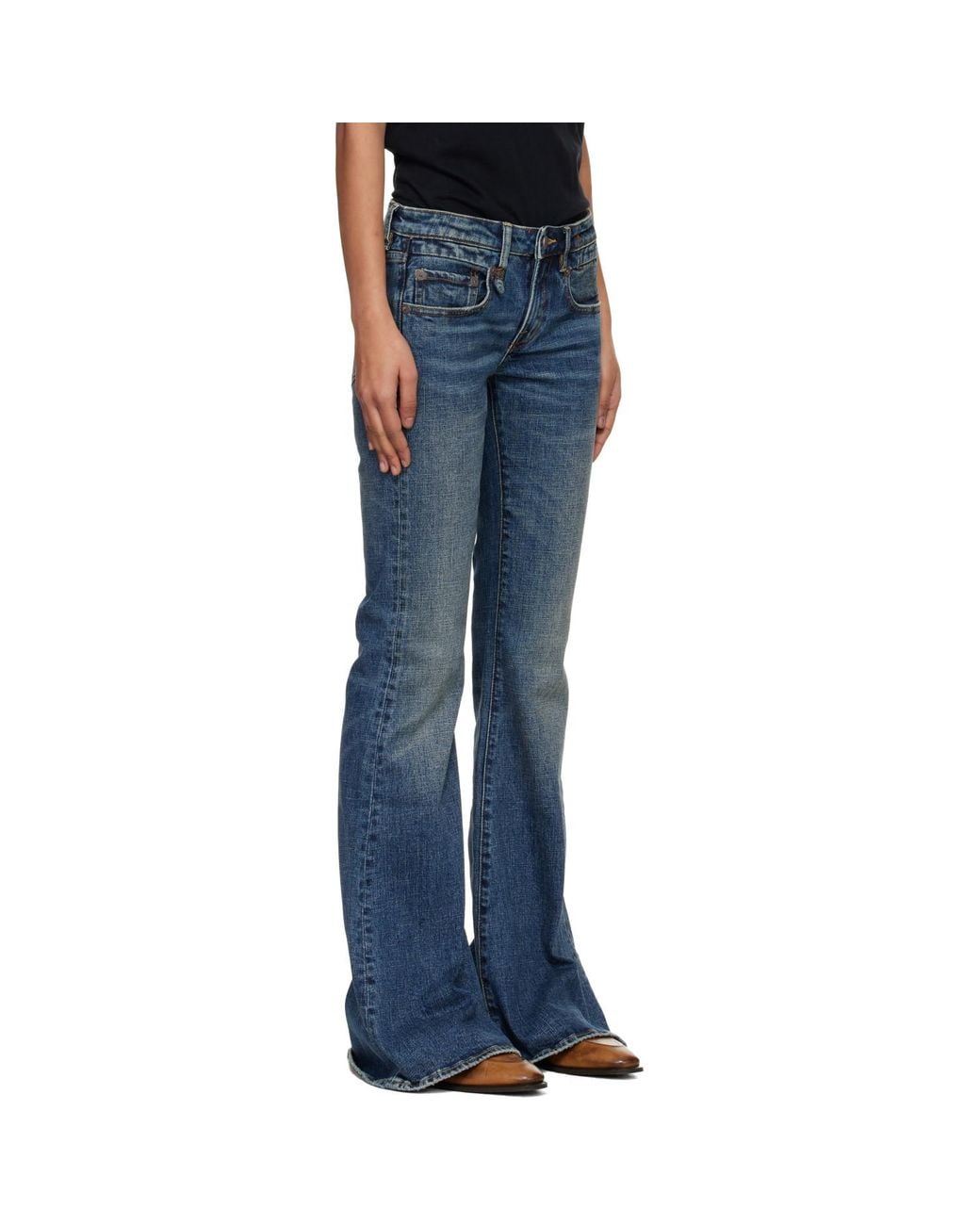 R13 Blue Overflow Boy Flare Stretch Jeans