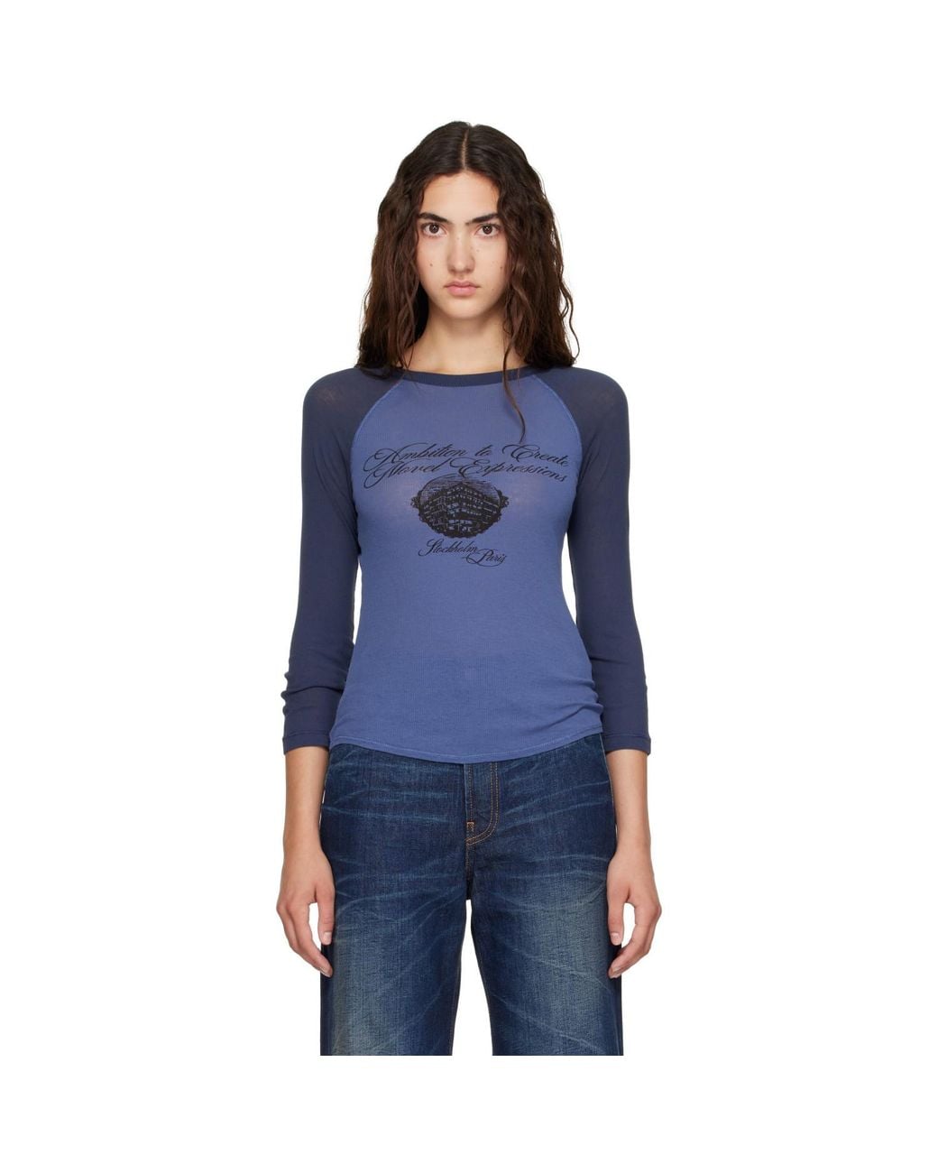 Acne Blue Logo Jersey T-Shirt