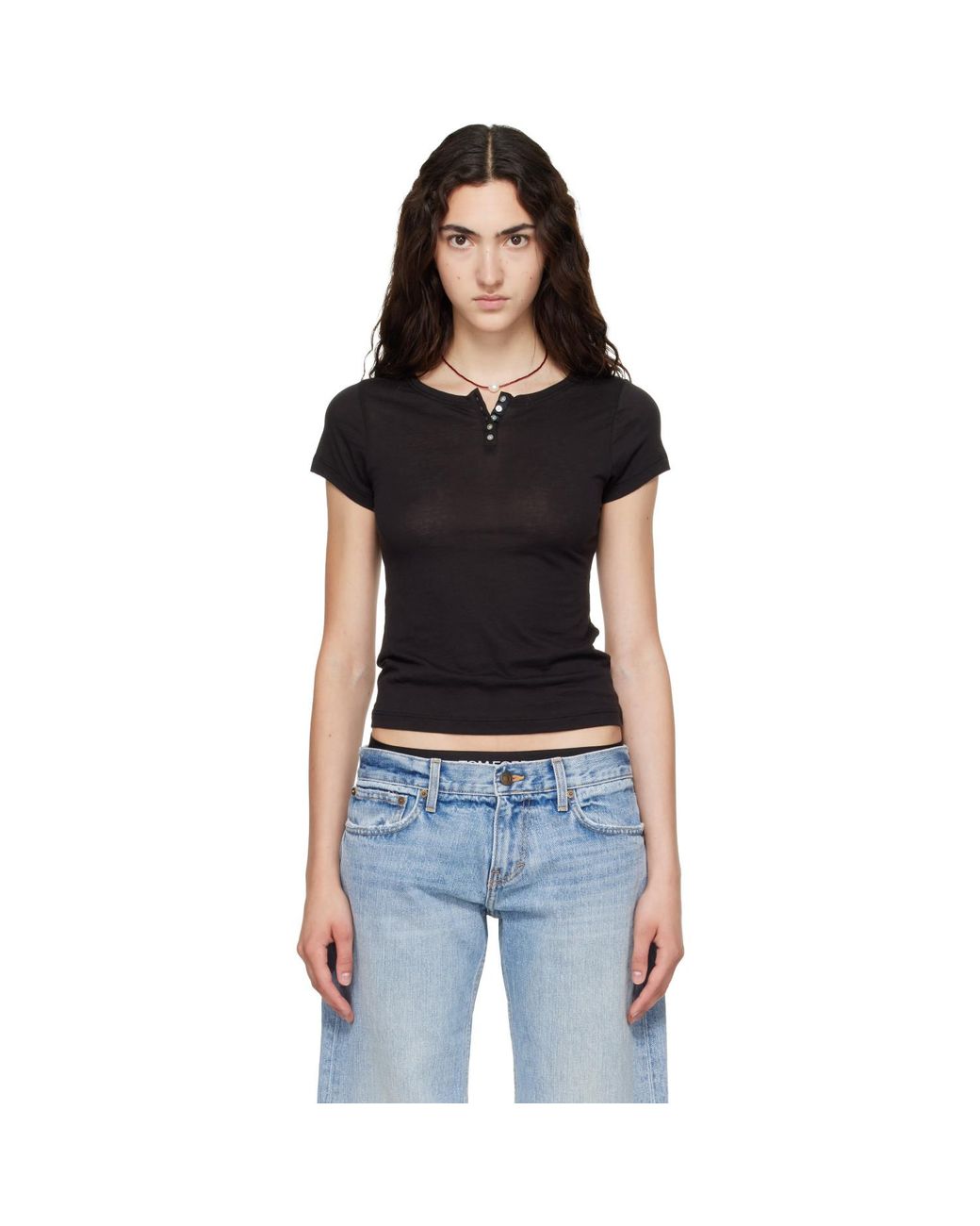 Raimundo Langlois Black Cap-Sleeve T-Shirt