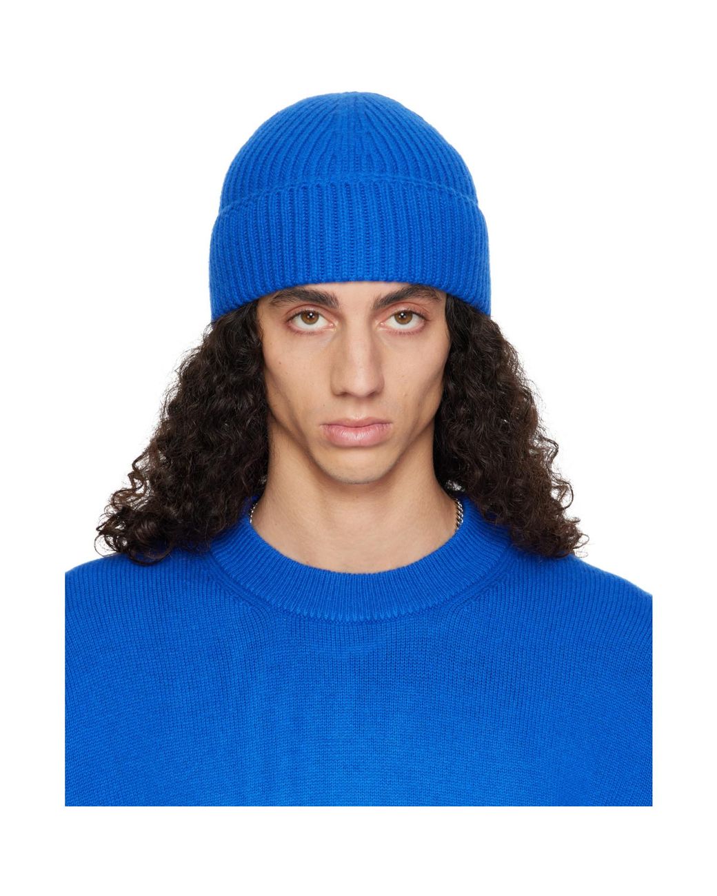 YACAIA Blue Y-0004 Merino & Cashmere Beanie for men