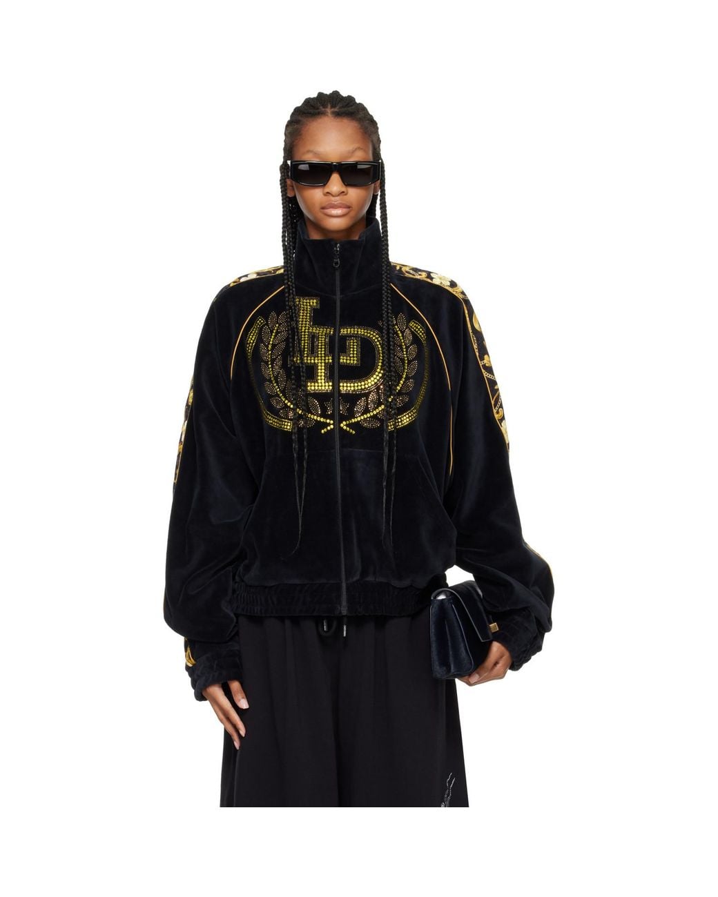 Lu'u Dan Black Supa Sleaze Velvet Track Jacket